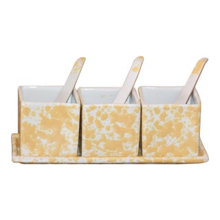 Rare, Complete, Vintage David Gil Bennington Pottery Spongeware Condiment Set For Sale