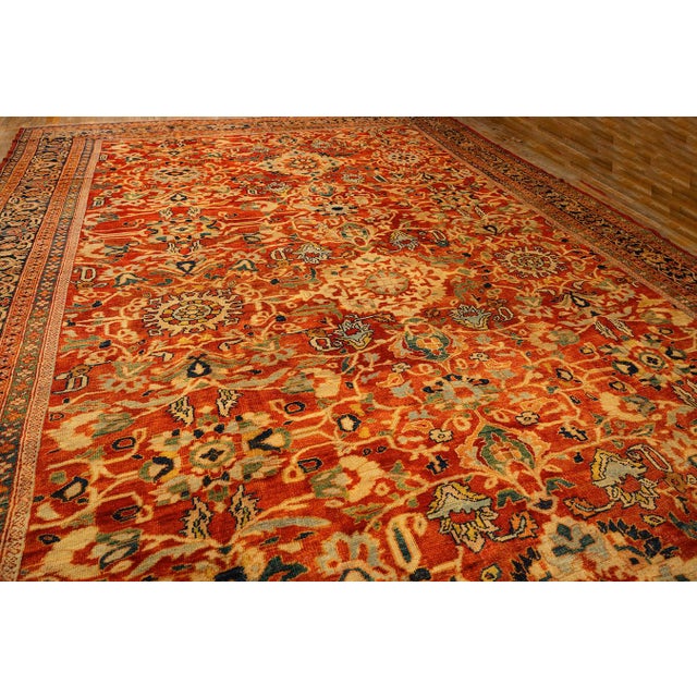 1890s Traditional Red Bold Tribal Geometric Antique Persian Sultanabad Wool Rug For Sale - Image 10 of 10