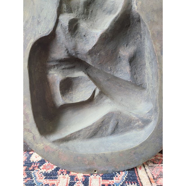 Antique Oval Bronze Bas-Relief Wall Plaque Portrait of a Nude Maiden For Sale - Image 14 of 16