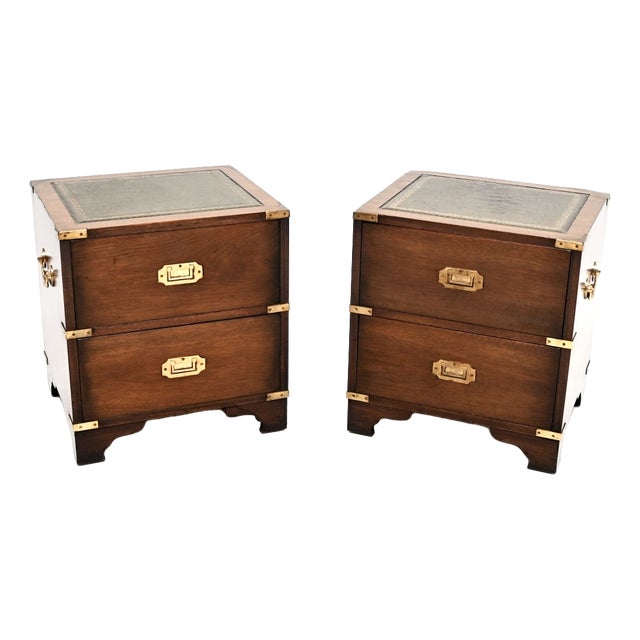Vintage Military Campaign Bedside Chests, 1950, Set of 2 For Sale