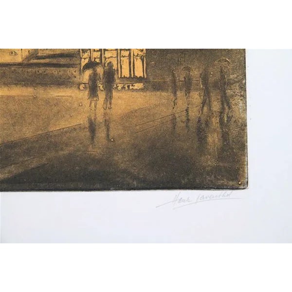 This aquatint etching, titled "Terrace," was created by the American artist, Hank Laventhol (1927 - 2001), in 1980. It is...