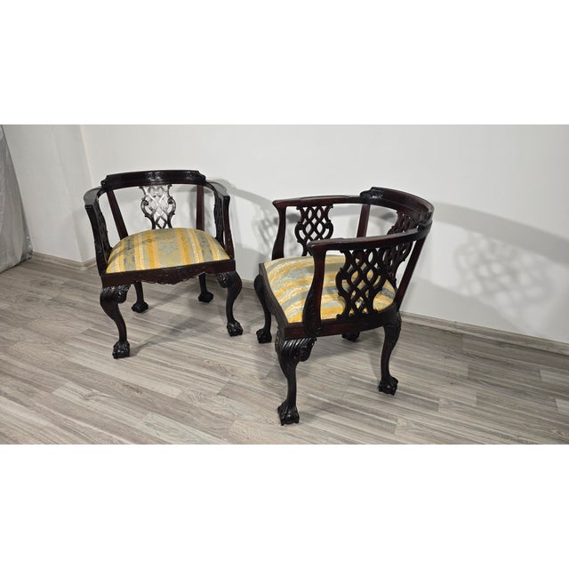 Vintage Chippendale Wooden Chairs, 1930s, Set of 2 For Sale - Image 14 of 17