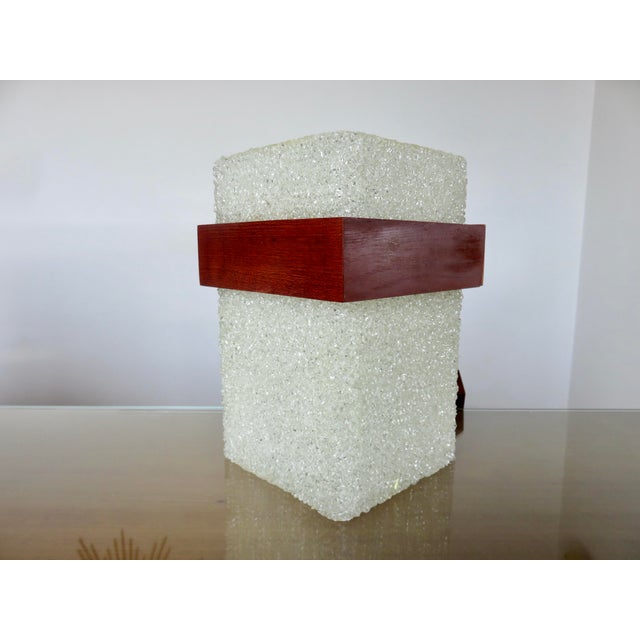 Pair of Scandinavian pendant lights dating from the 1970s/early 1980s. Light diffuser in clear granulated acrylic and teak...