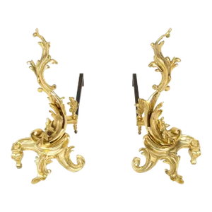 Pair of Italian Renaissance Revival Bronze Andirons