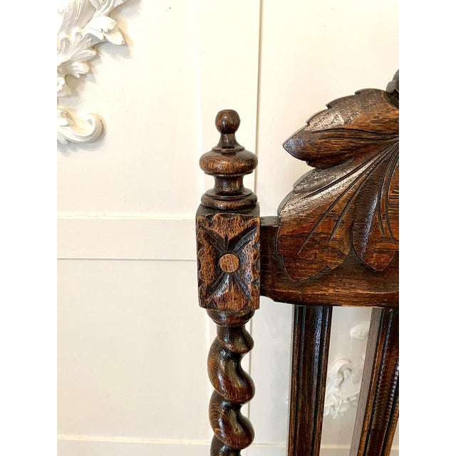 Large Victorian Carved Oak Armchair, 1860s For Sale - Image 9 of 16