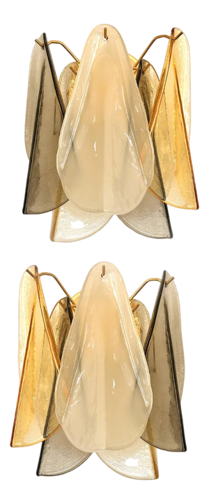 Multicolor Amber Rondini Murano Wall Sconces by Simoeng, Set of 2