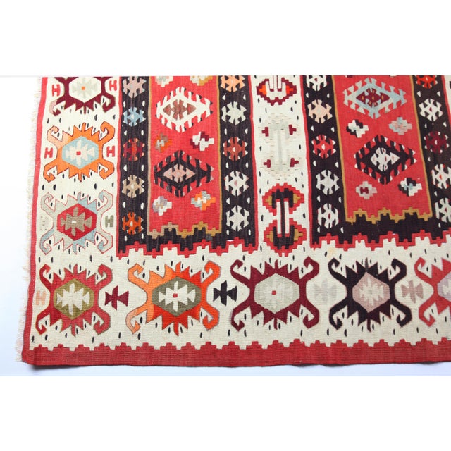 Brown Vintage Turkish Handwoven Kilim Rug -8'6'' X 6' 1'' For Sale - Image 8 of 12