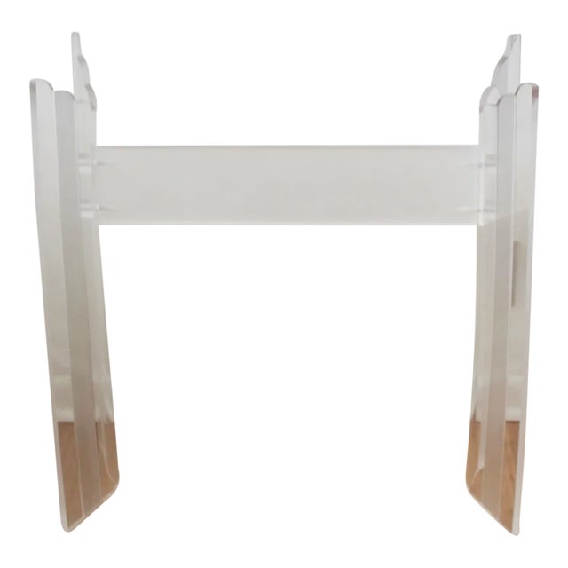 Vintage Mid Century Modern Rectangular Lucite Acrylic Clear Frosted Cascading Console Table Desk Base For Sale