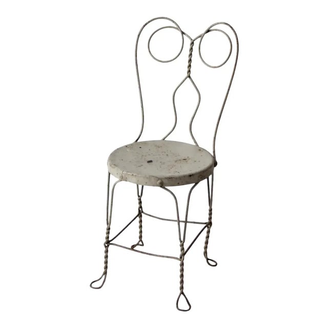 Metal Antique Gray Ice Cream Parlor Chair For Sale - Image 7 of 7