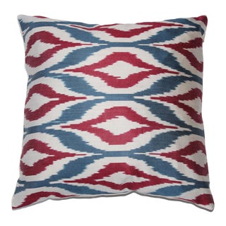 Contemporary Silk Ikat Pillow Cover Bohemian Pillow For Sale