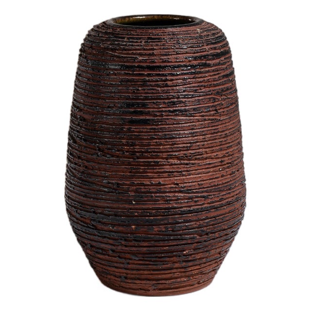 1960s German Dark Brown Ceramic Spara Keramik Vase For Sale