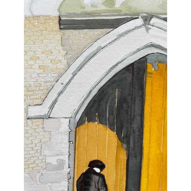 This painting was inspired by my father's slides from the 1970s. He was in France and he snapped this moment of the priest...