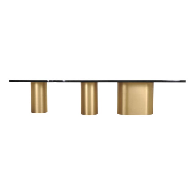 India Mahdavi Alber Sectional Walnut Brass Dining Table 11 Ft For Sale
