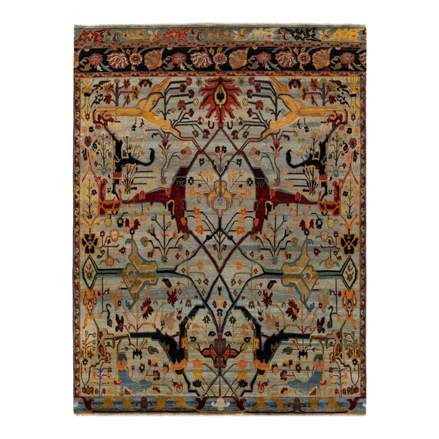 9x12 Modern Persian Bidjar Style Hand-Knotted Wool Rug Mirrored Arboreal Motif For Sale