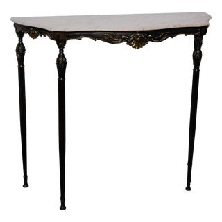 Bronze Console Table with Marble Top, Italy, 1950s For Sale