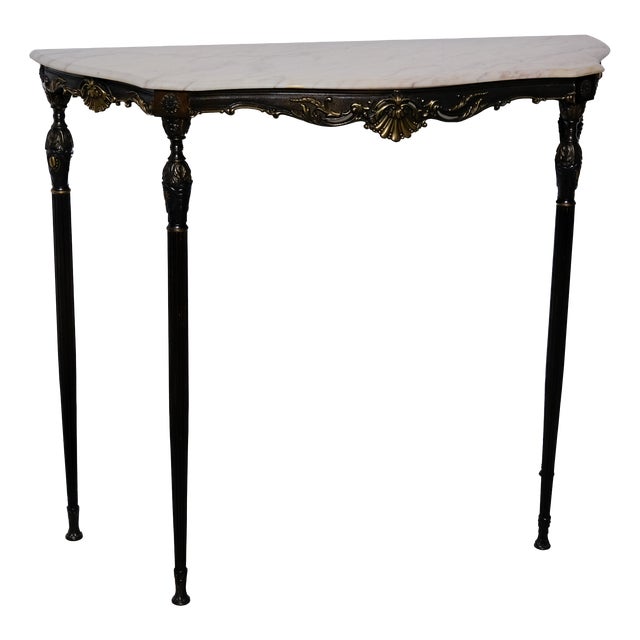 Bronze Console Table with Marble Top, Italy, 1950s For Sale