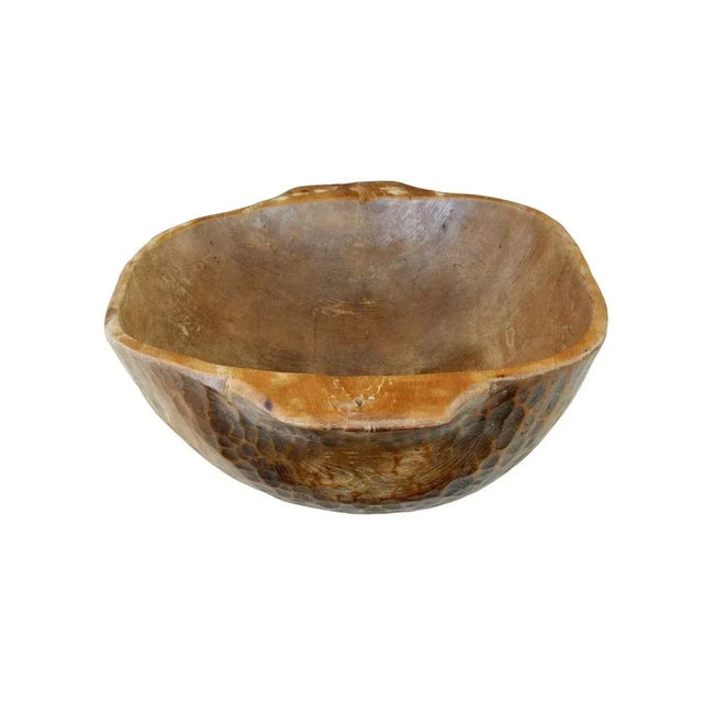 Wood Large Rustic Dugout Hand Carved Bowl, 1890s For Sale - Image 7 of 8