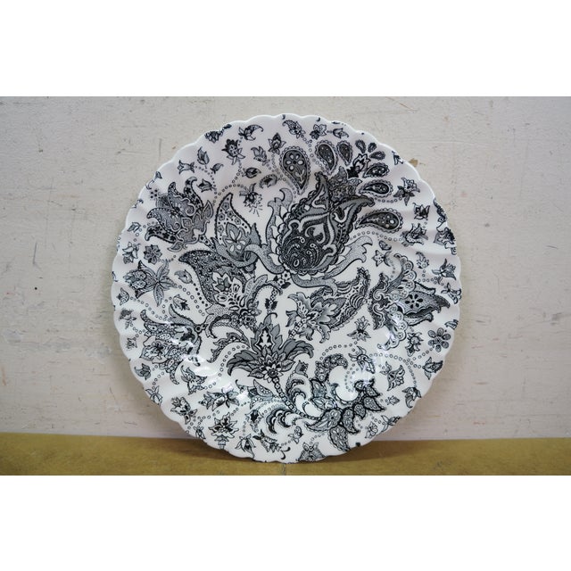 Late 20th Century Johnson Bros Paisley Dinnerware Set Service for 12 Black Transferware Iron - 95 pcs For Sale - Image 12 of 15