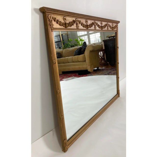 Art Nouveau Vintage Art Nouveau Style Carved Gilt Wood Wall Mirror For Sale - Image 3 of 9