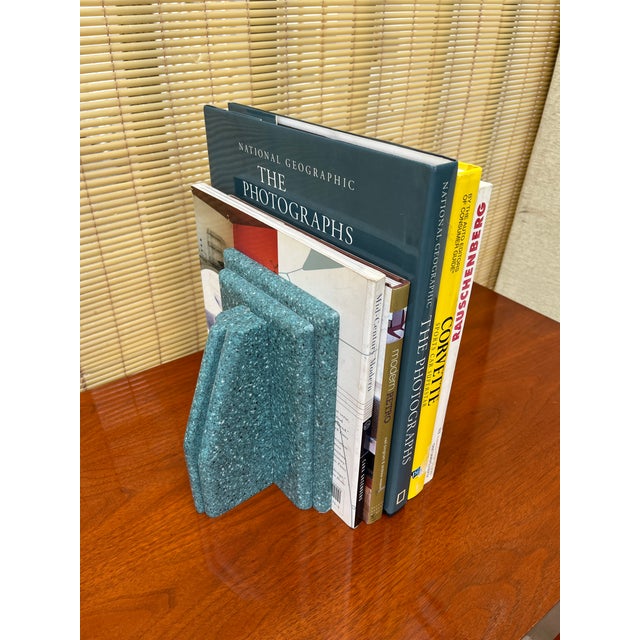 Vintage Faux Granite Stone Postmodern Handcrafted Bookends. Circa 1980s For Sale - Image 4 of 14