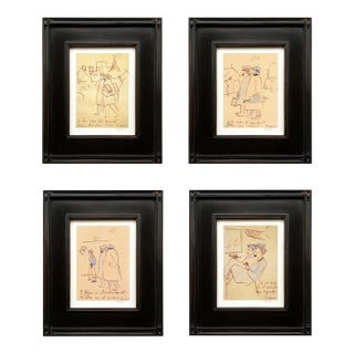 Pablo Picasso Trip to Paris Set of 4 Framed For Sale