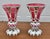 Glass Vintage Pair of Moser? Bohemian Cased Glass Cranberry & White Hand Painted Vases For Sale - Image 7 of 13