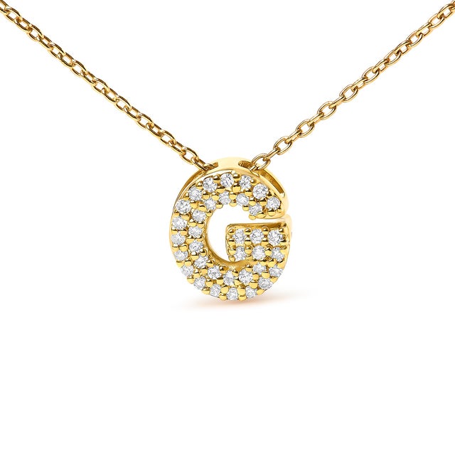 Contemporary 10K Yellow Gold Diamond Accent "G" Initial Bubble Pendant Necklace For Sale - Image 3 of 5