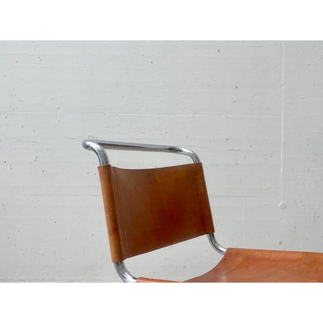Cantilever Chair with Cognac Leather Covering For Sale - Image 9 of 18