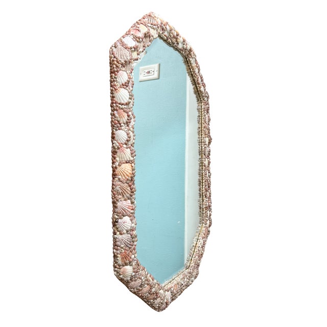 Bring a touch of seaside charm to your space with this large vintage shell-encrusted beveled wall mirror. The substantial...