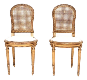 Antique French Gilt Wood Side Chairs, 1890, Set of 2