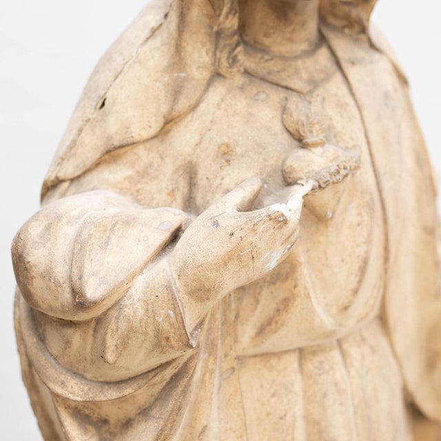 Large Traditional Plaster Virgin Sculptural Figure, 1930s For Sale - Image 14 of 17