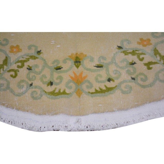 Art Deco Vintage Chinese Art Deco Knotted Wool Rug, 4'9'' Round For Sale - Image 3 of 4