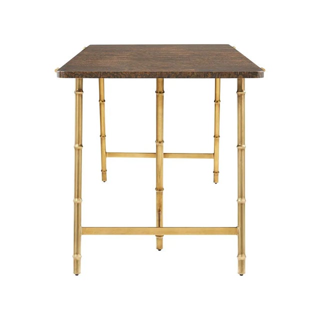 Mid Century Burl Top Writing Table For Sale - Image 4 of 6