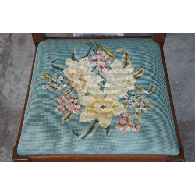 Wood Antique Early 20th Century Michigan Chair Company Walnut Side Chair Embroidered Seat For Sale - Image 7 of 12