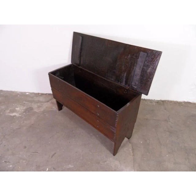 Small Antique Oak Chest For Sale - Image 5 of 13