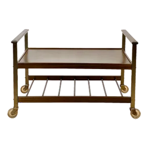 Mid-Century Modern Walnut Liquor Bar Cart Server