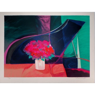 Claude Hemeret, Bouquet rose sur le piano, Lithograph For Sale