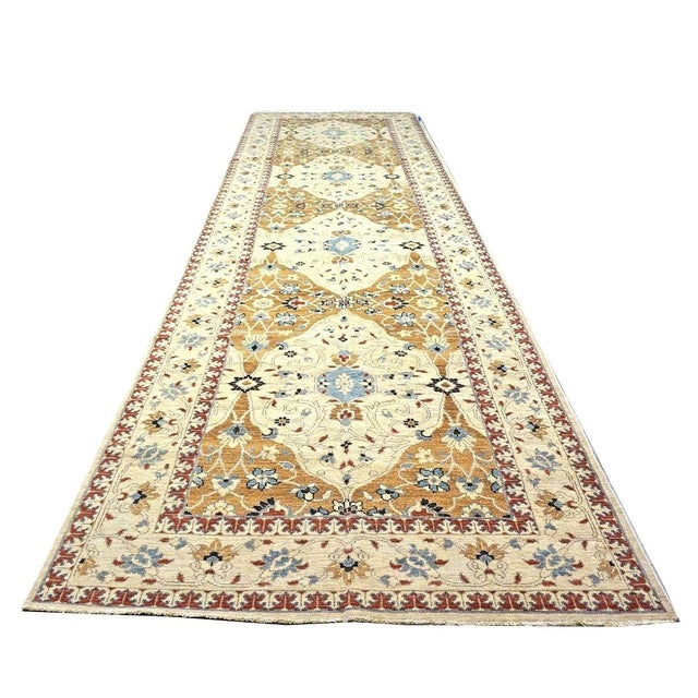 Condition: New Origin: Afghanistan Design: Sultanabad Actual Size: 5'1" x 17'11" Thickness: 1/4" Color: Ivory, Light Blue,...