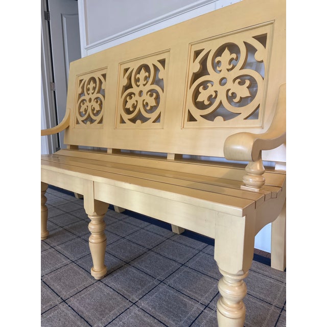 French Coastal New England Sonoma Bay Mahogany Bench For Sale - Image 3 of 4