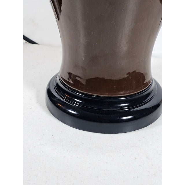 Chocolate Vintage Large Chocolate Ginger Jar Lamp For Sale - Image 8 of 10