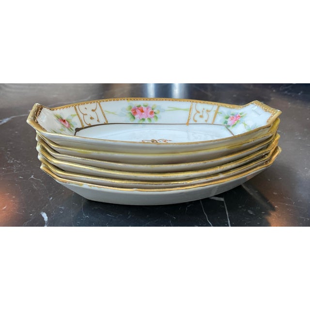 Late 19th Century Antique Handpainted Nippon Porcelain Salt Cellars, Set of Six For Sale - Image 5 of 17
