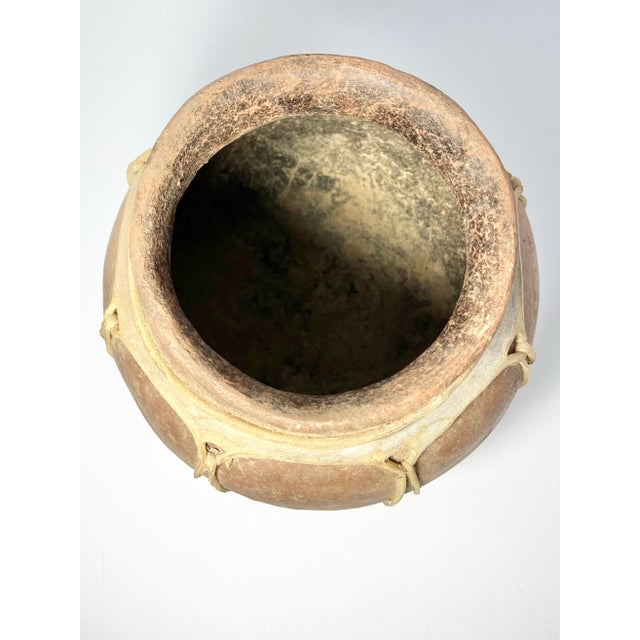 Animal Skin Vintage Tarahumara Clay Handmade Pottery Vase Animal Hide Sinew For Sale - Image 7 of 8