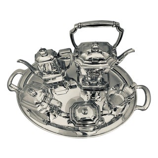Mid 20th Century Six-Piece Tiffany & Co. Sterling Silver Kettle on Cradle W Serving Tray 7.3 Kg For Sale