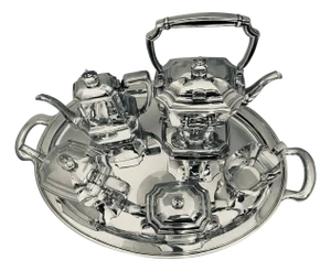 Mid 20th Century Six-Piece Tiffany & Co. Sterling Silver Kettle on Cradle W Serving Tray 7.3 Kg