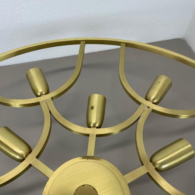 Large Brass Flush Mount in the style of Stilnovo, Italy, 1960s For Sale - Image 9 of 18