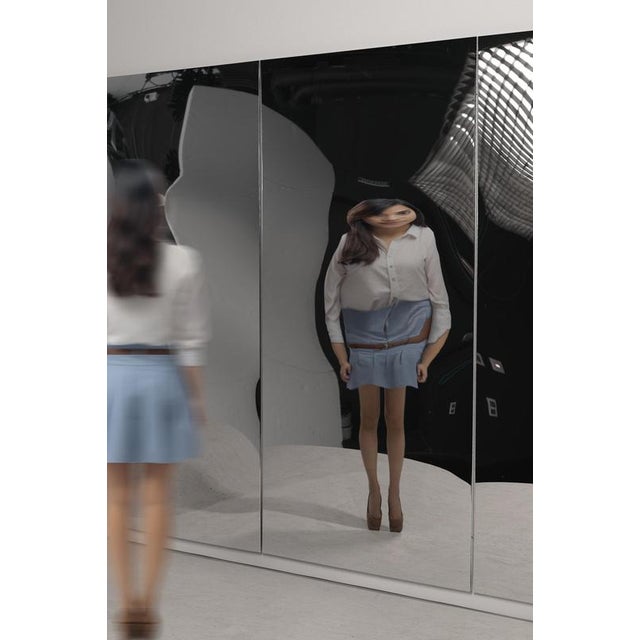 Distorting Vertical Mirror in Polished Stainless Steel by Julien Vidame For Sale - Image 4 of 10