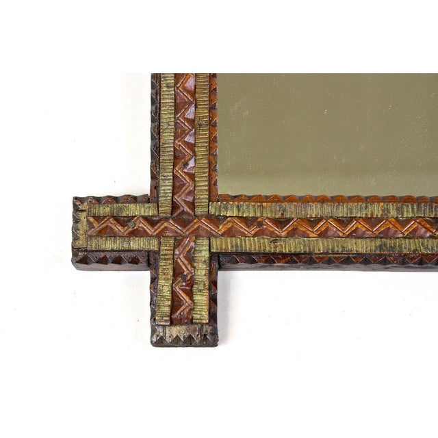 Brown Tramp Art Wall Mirror, Austria, 1870s For Sale - Image 8 of 18