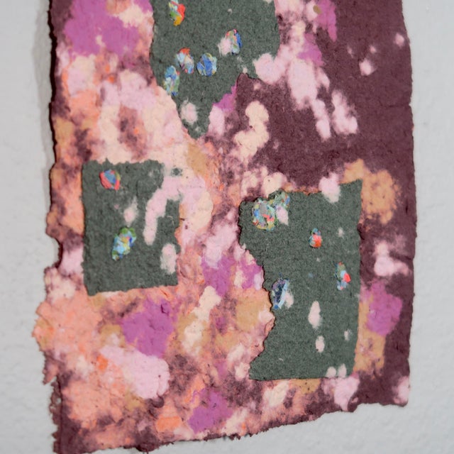 2020s Contemporary Fiber Base Mixed Media Painting in Plum, Coral, and Green With Jewel-Like Color Accents by Casey R Klein For Sale - Image 5 of 9