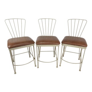 Late 20th Century Vintage Iron Counter Stools by Amisco- Set of 3 For Sale