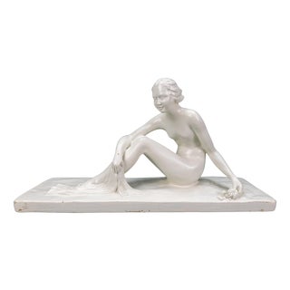 Mid-Century White Ceramic Figurative Sculpture, ca. 1950s For Sale